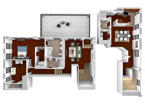Floor plan for 2 beds, 2.5 baths, 1827 sqft